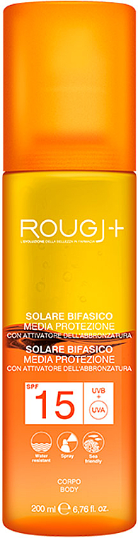 Zweiphasige Bräunungslotion SPF 15 - Rougj+ Two-Phase Sun Lotion Medium Protection With Tanning Activator SPF 15 — Bild N2