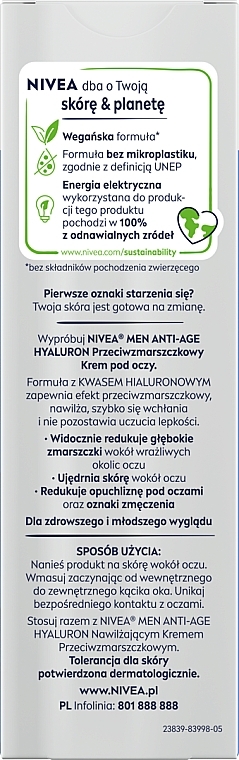 Anti-Aging-Augencreme - Nivea Men Anti-Age Hyaluron Eye Cream — Bild N2