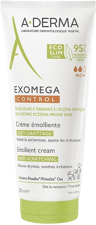 Weichmachende Körpercreme - A-Derma Exomega Control Emollient Cream Anti-Scratching — Bild N1