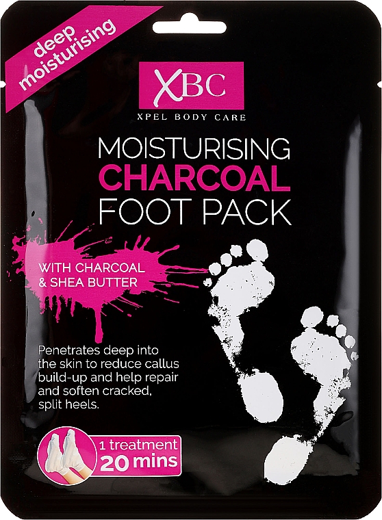 Feuchtigkeitsspendende Fußmaske in Socken - Xpel Marketing Ltd Body Care Moisturising Charcoal Foot Pack
