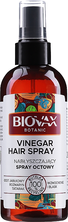 Glanzgebendes Haarspray mit Apfelessig, Rosmarin und Kalmus - Biovax Botanic Hair Sprey — Bild N1