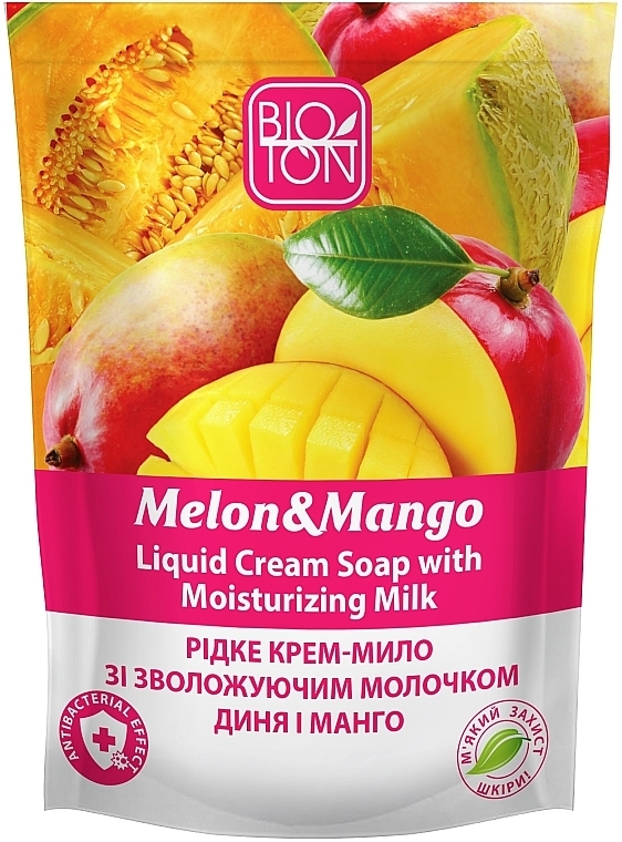 Flüssige Cremeseife Melone und Mango - Bioton Cosmetics Active Fruits "Melon & Mango" Soap — Bild N1