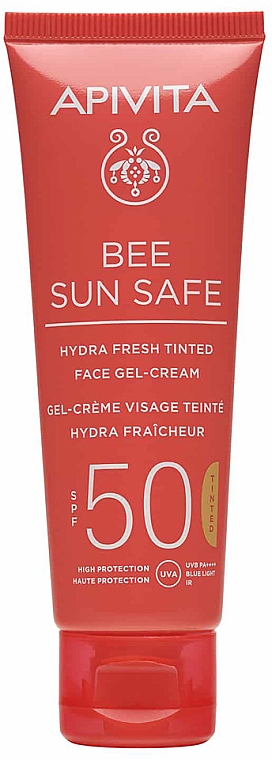 Feuchtigkeitsspendendes Tönungscreme-Gel für das Gesicht mit Meeresalgen und Propolis SPF 50 - Apivita Bee Sun Safe Hydra Fresh Tinted Face Gel-Cream SPF50 — Bild N1