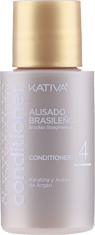 Keratin-Haarglättungs-Kit für Brünetten - Kativa Alisado Brasileno Straighten Brunette (Pre-Shampoo 15ml + Haarmaske 150ml + Shampoo 30ml + Conditioner 30ml + Pinsel 1 St. + Einweg-Handschuhe) — Bild N3