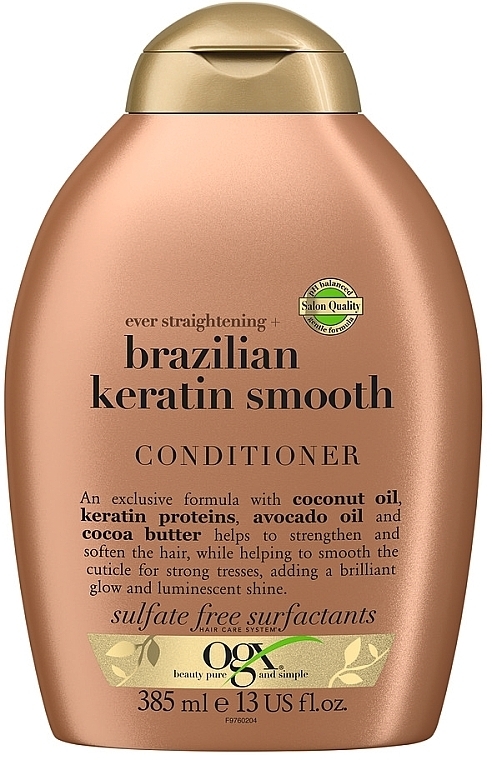 Haarspülung mit Kokosnussöl, Keratinproteinen, Avocadoöl und Kakaobutter - OGX Brazilian Keratin Conditioner — Bild N1