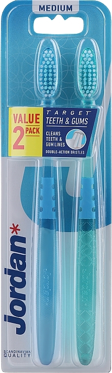 Zahnbürste mittel Target Teeth blau, grün 2 St. - Jordan Target Teeth Toothbrush — Bild N4