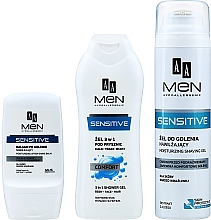 Gesichtspflegeset - AA Men Sensitive (Rasiergel 200ml + After Shave Balsam 100ml + Duschgel 400ml) — Bild N2