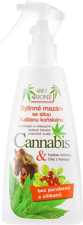 Fußspray mit Cannabis- und Rosskastanienextrakt - Bione Cosmetics Cannabis Herbal Salve With Horse Chestnut — Bild N1