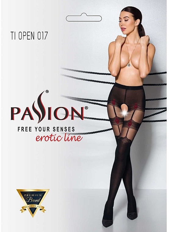 Erotische Strumpfhose mit Ausschnitt Tiopen 017 20 Den black - Passion — Bild N1