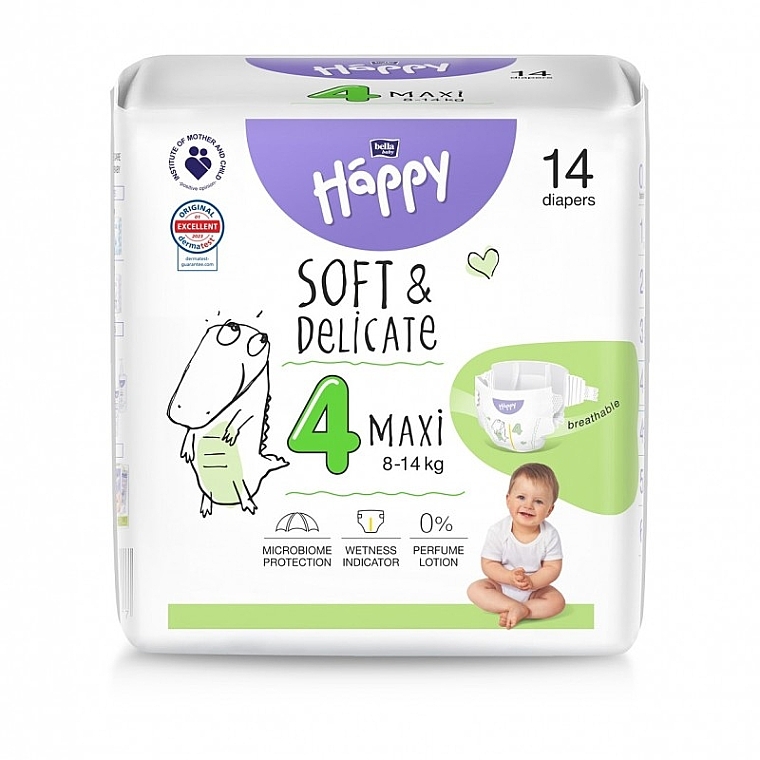 Babywindeln 8-14 kg Größe 4 Maxi 14 St. - Bella Baby Happy Soft & Delicate  — Bild N2