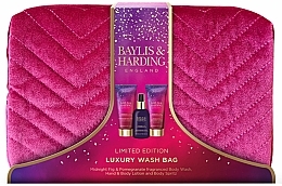 Düfte, Parfümerie und Kosmetik Set - Baylis & Harding Midnight Fig & Pomegranate Deluxe Wash Bag Gift Set (sh/gel/100ml + h/cr/100ml + b/mist/100ml + bag)