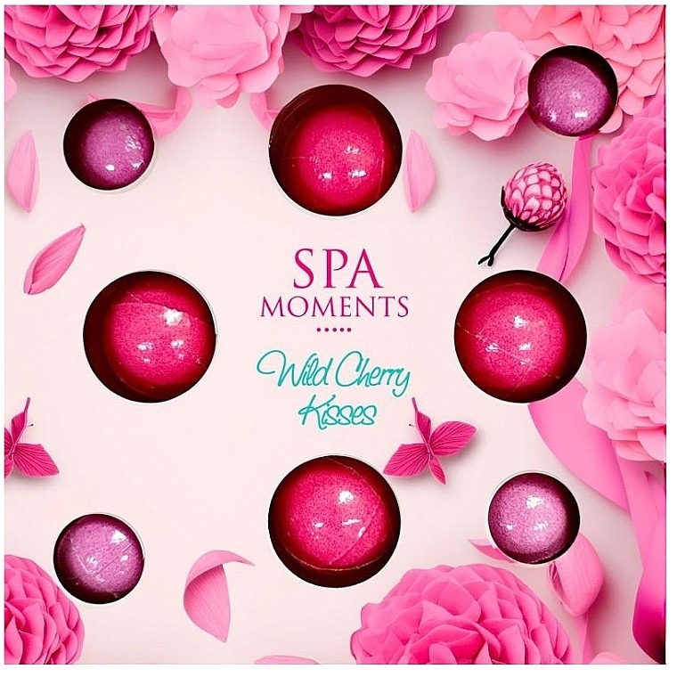 Badebomben-Set - Spa Monents Wild Cherry Kisses Set (Badebombe/4 x 30 g + Badebombe/4 x 20 g) — Bild N1