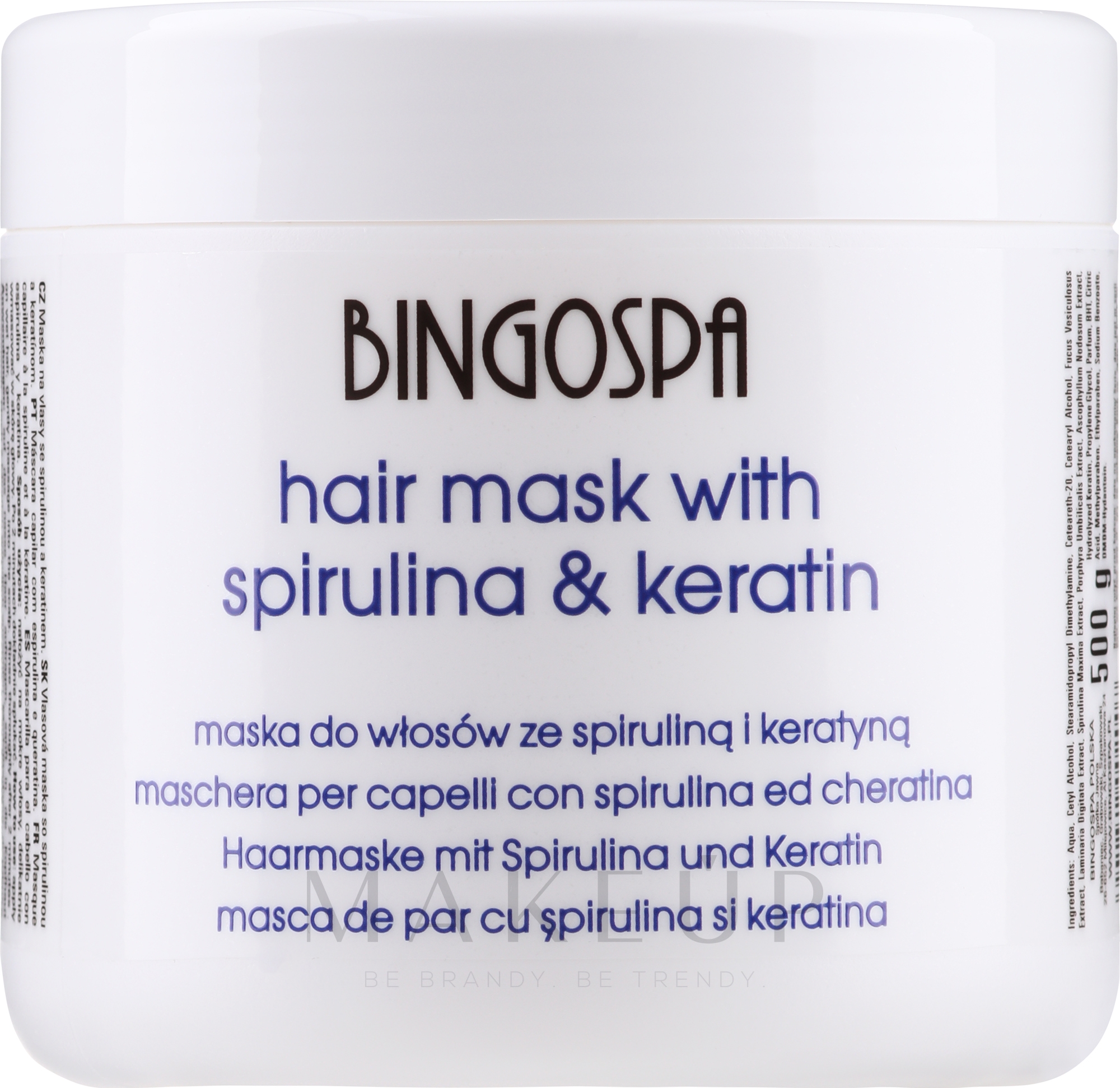 Haarmaske mit Spirulina und Keratin - BingoSpa Mask For Hair Keratin And Spirulina — Bild 500 g