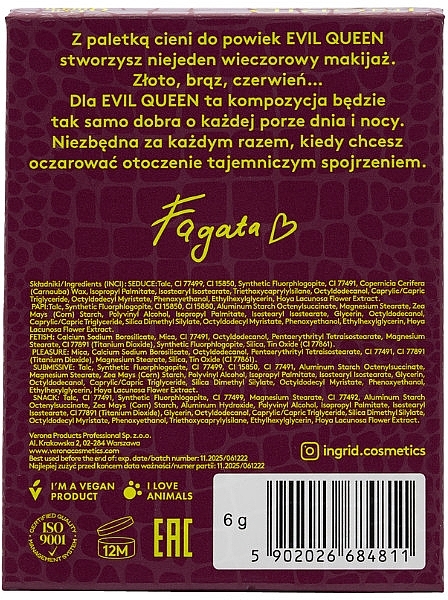 Lidschatten-Palette - Ingrid Cosmetics x Fagata Evil Queen Eyeshadow Palette — Bild N3