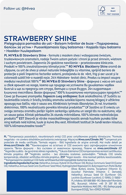 Lippenbalsam "Srawberry Shine" - NIVEA Lip Care Fruity Shine Strawberry Lip Balm — Bild N3