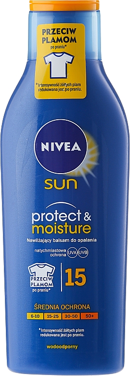 Feuchtigkeitsspendende Sonnenmilch LSF 15 - Nivea Sun Protect & Moisture Sun Lotion SPF15 — Bild N1