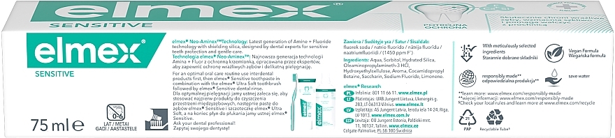 Zahnpasta mit Aminfluorid für empfindliche Zähne - Elmex Sensitive Toothpaste — Bild N6