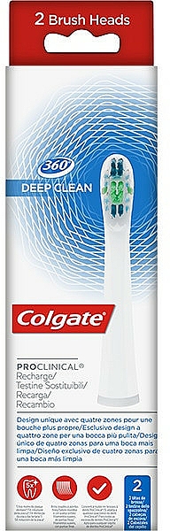 Ersatzkopf für elektrische Zahnbürste 360 Deep Clean weich 2 St. - Colgate ProClinical 150 — Bild N1