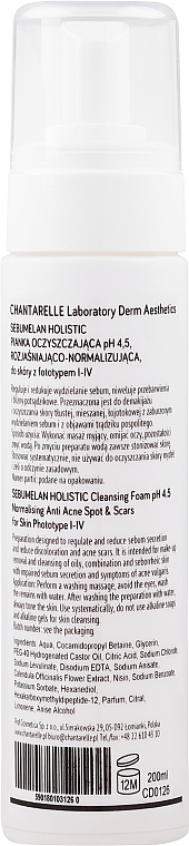 Aufhellender und normalisierender Reinigungsschaum - Chantarelle Sebumelan Holistic Cleansing Foam pH 4.5  — Bild N2