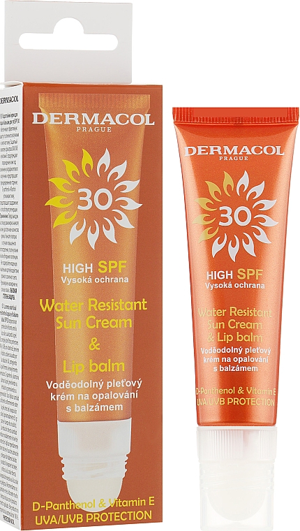 Wasserfeste Sonnenschutzcreme für Gesicht und Lippen mit D-Panthenol und Vitamin E SPF 30 - Dermacol Sun Cream & Lip Balm SPF30 — Bild N2
