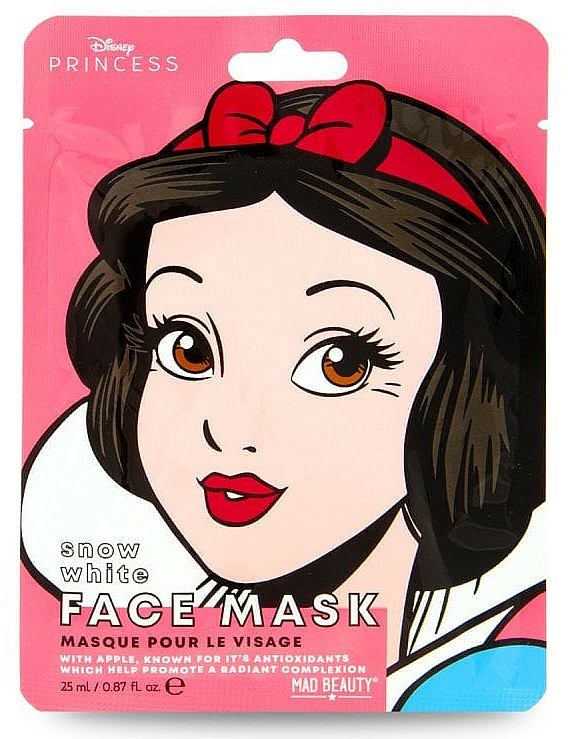 Tonisierende und feuchtigkeitsspendende Tuchmaske für das Gesicht mit Apfelextrakt Disney Princess Snow White - Mad Beauty Disney POP Princess Face Mask Snow White — Bild N1