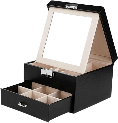 Schmuck- und Uhrenbox mit Spiegel schwarz - Ecarla — Bild N1