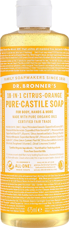 18in1 Flüssige Hand- und Körperseife mit Zitrus-Orange - Dr. Bronner’s 18-in-1 Pure Castile Soap Citrus & Orange — Bild N5