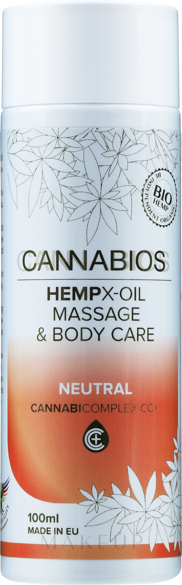 Entspannendes und nährendes Massageöl für den Körper mit Hanfextrakt parfümfrei - Cannabios Hempx-Oil Massage & Body Care Neutral — Bild 100 ml
