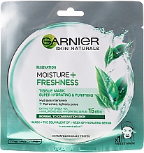 Düfte, Parfümerie und Kosmetik Feuchtigkeitsspendende und erfrischende Tuchmaske für das Gesicht mit grünem Tee und Hyaluronsäure - Garnier Skin Naturals