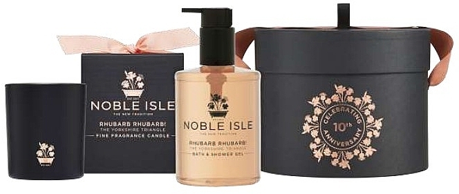 Noble Isle Rhubarb Rhubarb! Bathe By Candlelight Set - Körperpflegeset (Kerze 200g + Duschgel 250ml) — Bild N1