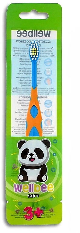 Zahnbürste für Kinder weich ab 3 Jahren blau mit orange - Wellbee Travel Toothbrush For Kids — Bild N2