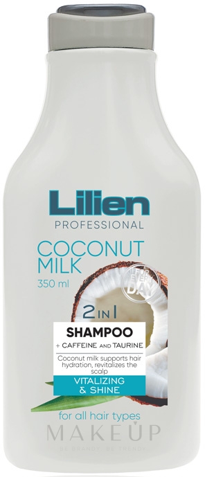 Feuchtigkeitsspendendes und revitalisierendes Shampoo mit Kokosmilch, Koffein und Taurin - Lilien Coconut Milk 2v1 Shampoo — Bild 350 ml