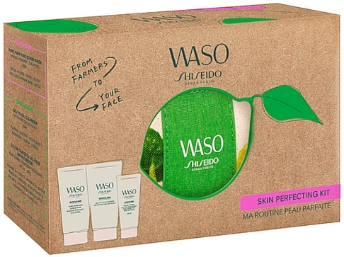 Set - Shiseido Waso Skin Perfecting Kit (Maske 30ml + Reinigungsgel 30ml + Creme 15ml + Kosmetiktasche 1 St.) — Bild N2