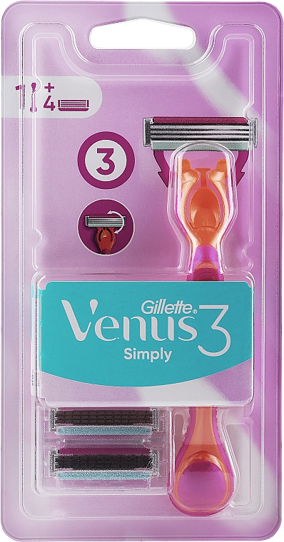 Rasierer mit 4 Ersatzklingen - Gillette Simply Venus 3 — Bild N1