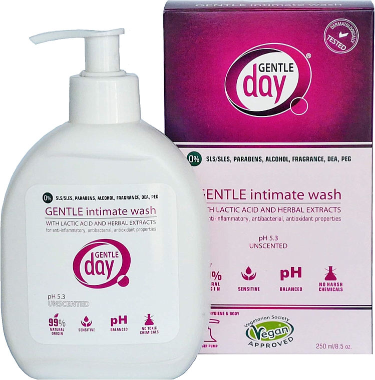 Sanftes Gel für die Intimhygiene mit Milchsäure und Kräuterextrakten - Gentle Day — Bild N1