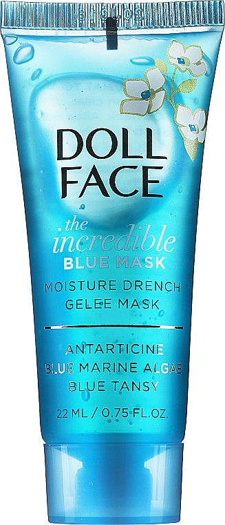 GESCHENK! Feuchtigkeitsspendende Gel-Maske für das Gesicht mit Meeresantarktis und Blaualgen - Doll Face The Incredible Blue Mask (Mini) — Bild N1