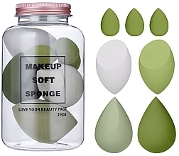 Make-up-Schwämmchenset im Glas, 7 St. - Ecarla Makeup Soft Sponge Avocado Green — Bild N1