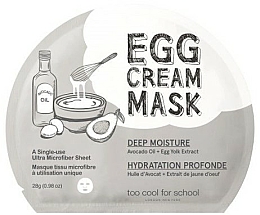 Düfte, Parfümerie und Kosmetik Tief feuchtigkeitsspendende Tuchmaske für das Gesicht mit Avocadoöl und Eigelb-Extrakt - Too Cool For School Egg Cream Mask Deep Moisture