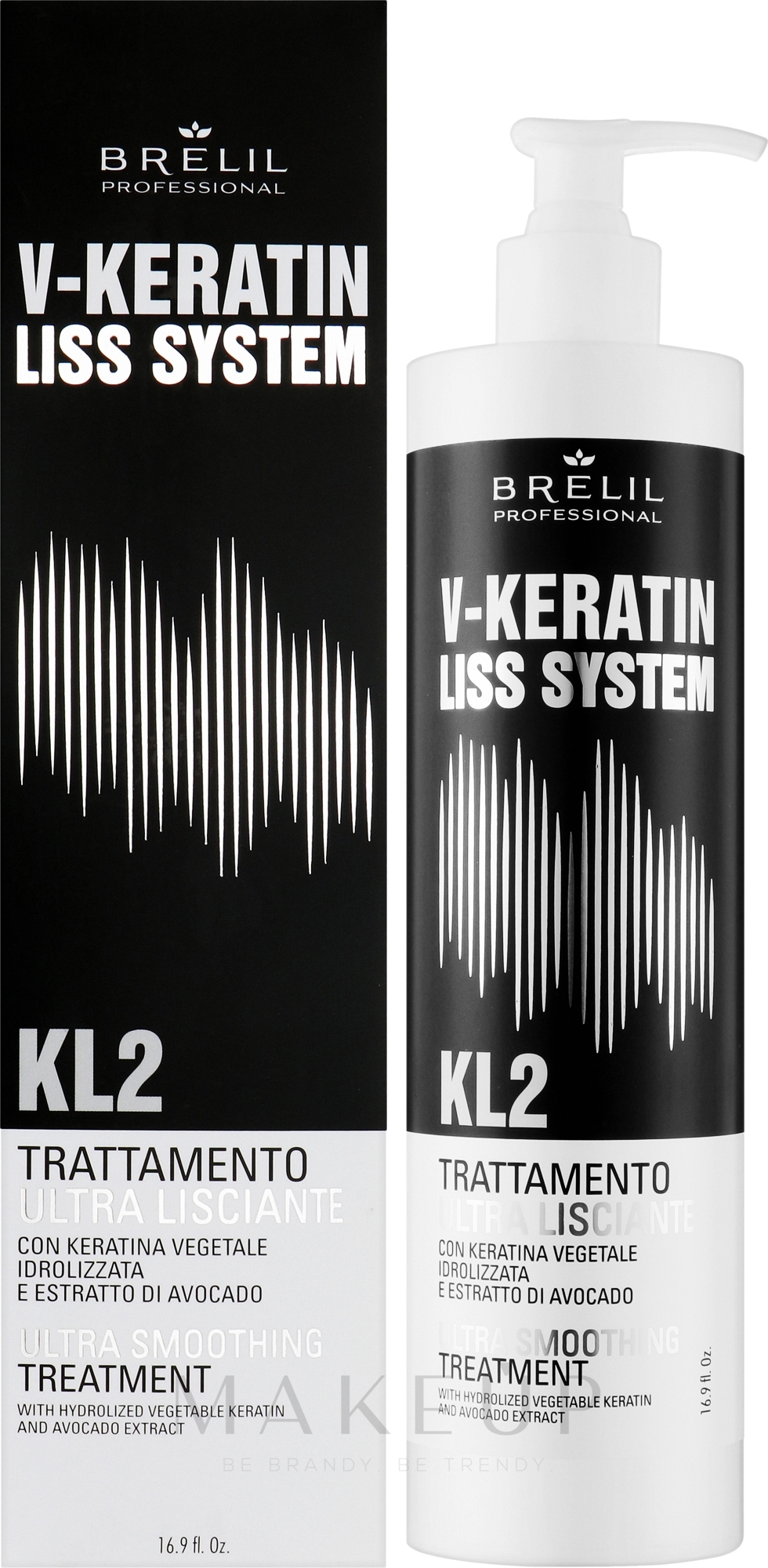 Ultra-Glättende Haarbehandlung - Brelil V-Keratin Liss System KL2 Ultra Smoothing Treatment — Bild 500 ml