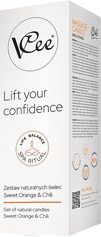 Natürliches Kerzenset - Vcee Lift Your Confidence Sweet Orange & Chili (Kerze 80g + Kerze 100ml) — Bild N1