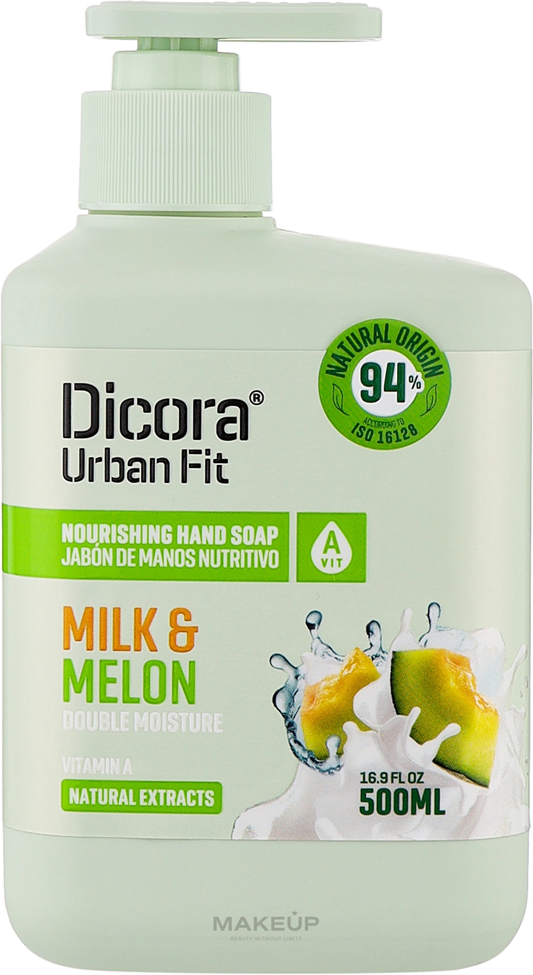 Flüssige Handseife mit Vitamin A und Milch- und Meloneduft - Dicora Urban Fit Nourishing Hand Soap Bio Milk & Melon — Bild 500 ml