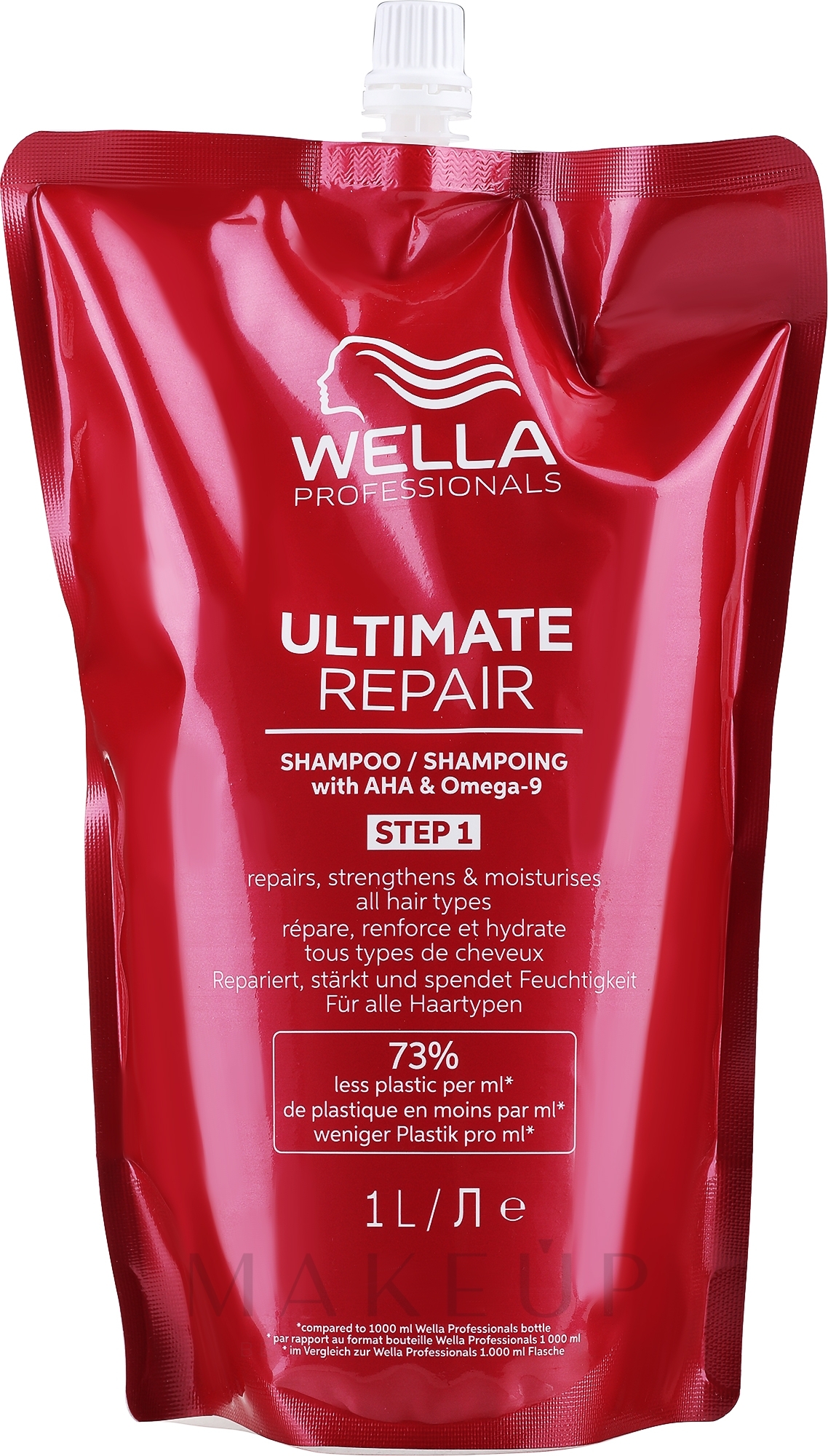 Shampoo für alle Haartypen - Wella Professionals Ultimate Repair Shampoo With AHA & Omega-9 Refill (Refill)  — Bild 1000 ml