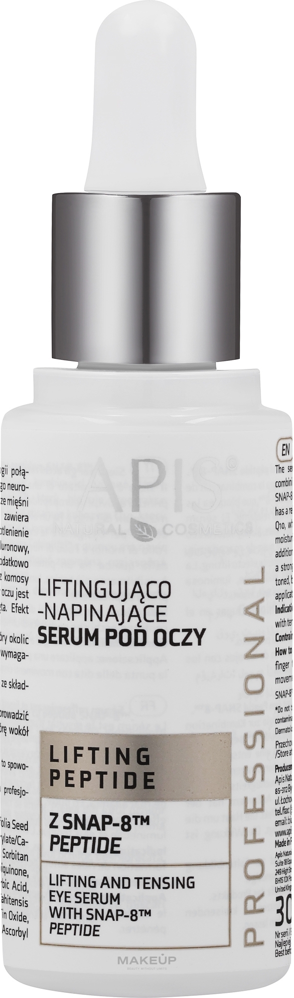 Straffendes Augenkonturserum mit Peptiden - APIS Professional Lifting Peptide Lifting And Tensing Eye Serum — Foto 30 ml