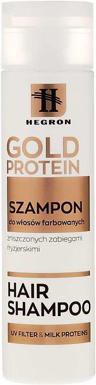 Shampoo mit Milchprotein für gefärbtes und geschädigtes Haar - Hegron Gold Protein Hair Shampoo — Bild N1