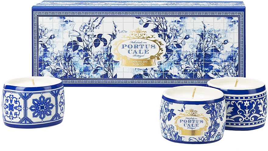 Duftkerzen-Set - Portus Cale Gold & Blue Fragranced Candle Set (3x70g) — Bild N1
