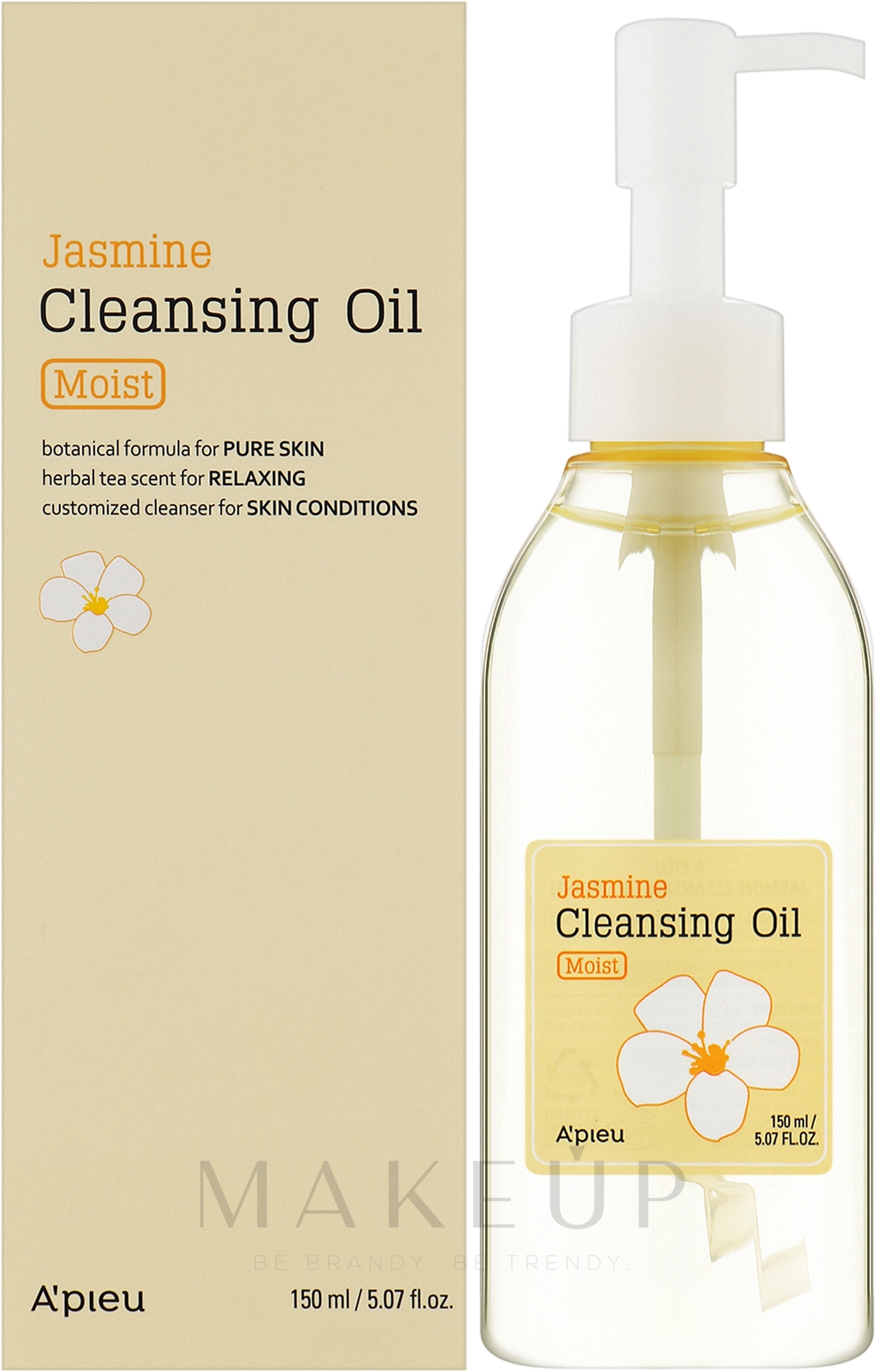 Feuchtigkeitsspendendes Gesichtsreinigungsöl zum Abschminken mit Jasminöl - A'pieu Jasmine Cleansing Oil — Bild 150 ml