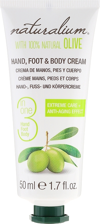 Anti-Aging Pflegecreme für Hände, Körper und Füße mit Olivenöl - Naturalium Hand, Foot & Body Cream