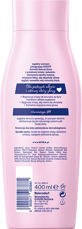Milchshampoo mit Mandelmilch und Magnolia-Extrakt - Nivea Hair Milk Natural Shine Ph-Balace Shampoo — Bild N2