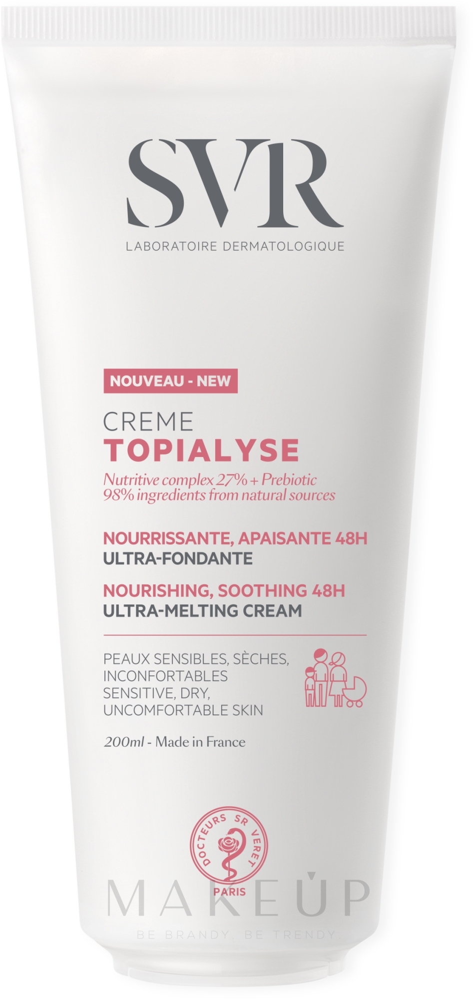 Nährende und beruhigende Creme für Gesicht und Körper - SVR Topialyse Nourishing Soothing 48H Cream — Bild 200 ml