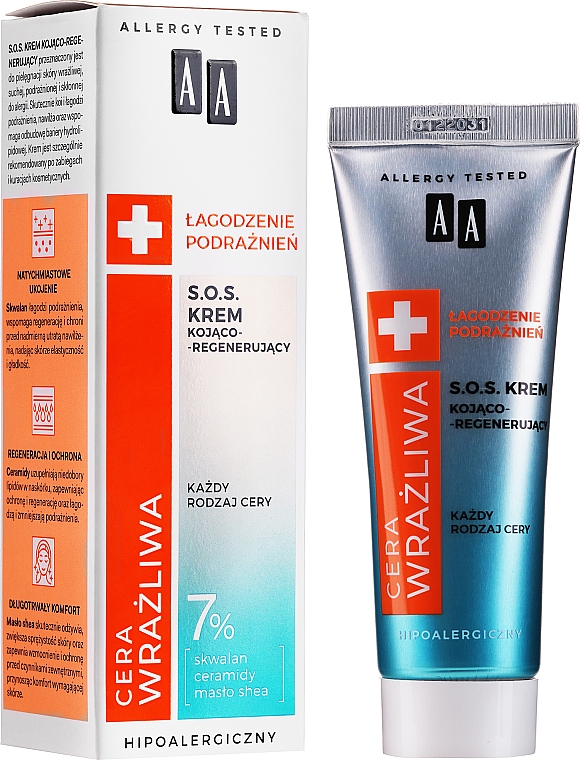 Beruhigende und regenerierende Gesichtscreme - AA Cosmetics Sensitive Skin S.O.S. Cream — Bild N3